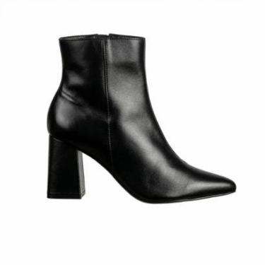 Imagem de Bota Feminina Arezzo Couro Salto Médio Cano Curto A1196200010006 Preto-Feminino