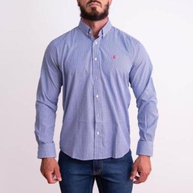 Imagem de Camisa Social Masculina Ralph L Quadriculada Azul Escuro-Masculino