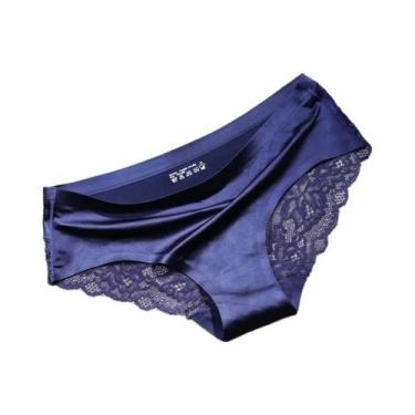 Imagem de Calcinhas Femininas plus Size 4XL Em Seda Sem Costura Com Renda, Linge