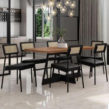 Imagem de Conjunto Sala de Jantar Filadélfia 6 Cadeiras Carraro Grafite/Preto/No