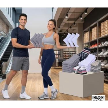Imagem de Kit de 12 Pares de Meias Cano Alto em Algodão Macio - no-brand, Branca