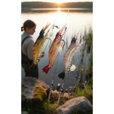 Imagem de Kit 3 Iscas Camarão Silicone 7,5cm Anti-Embaraço - Congratulations Sto