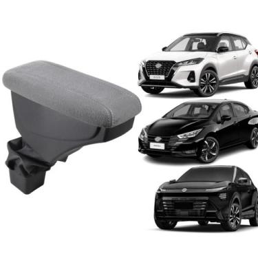 Imagem de Apoio De Braço Nissan Kicks Tecido Cinza Costura Branca - GPI Automoti