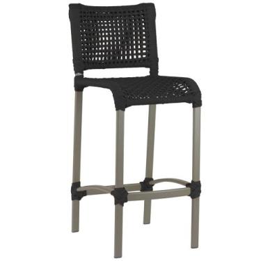 Imagem de Banqueta Haiti em Corda Náutica Alumínio Balcão Edícula Cozinha Trama 