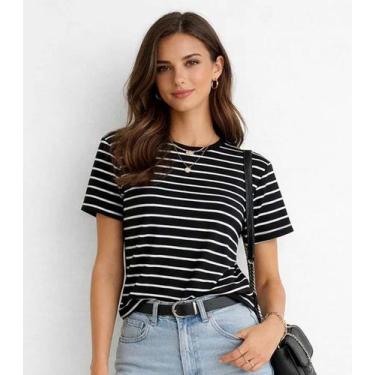 Imagem de Camiseta Feminina Básica Infinita Cor Preto, G, Preto