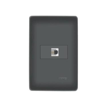 Imagem de Tomada Para Telefone Fame Habitat Black Rj11 4 Vias Com Placa 4x2 Pret