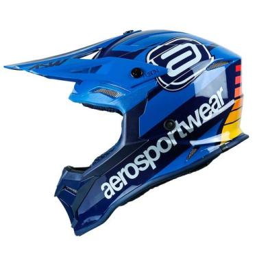 Imagem de Capacete Moto Cross Trilha ASW Fusion 2 Relay Azul Enduro, Azul Preto