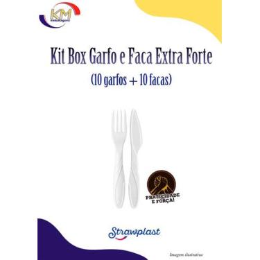 Imagem de Kit Box Garfo e Faca Extra Forte Churrasco - Strawplast - refeição, ta