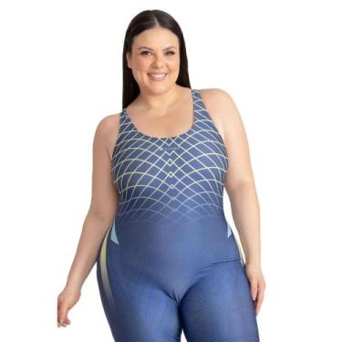 Imagem de Maio Macaquinho Natação Trinys Estampado 3585 Plus Size, 3g, Azul