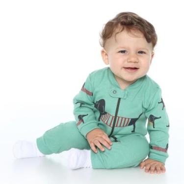 Imagem de Macacão Bebê Suedine com Zíper Doguinhos - Yuk's, Verde jade, M