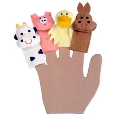 Imagem de Kit Dedoches Feltro Animais Fazenda 4 Peças 2 Anos - Hannickel