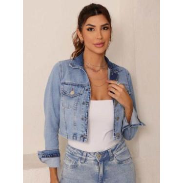 Imagem de Jaqueta Feminina Cropped Jeans Revanche 51814, Azul, Claro, G