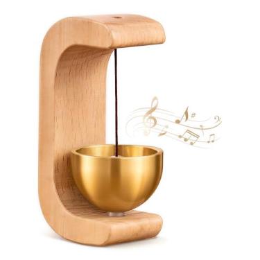 Imagem de BovcTrraann Sino Para Abertura De Porta Lojista, Campainha Magnética Madeira, Com Vento, Loja, Geladeira, Varanda, Jardim, Entrada, Restaurante, Escritório, Presente Inauguração (Em Formato C)