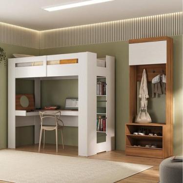 Imagem de Conjunto Quarto Juvenil com Beliche e Sapateira Addis Yescasa Branco/N
