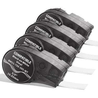 Imagem de Fita de Etiqueta MarkDomain M21-750-595-WT 19mm Preto sobre Branco 4 u