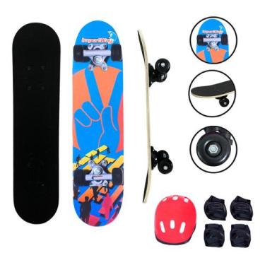 Imagem de Skate Infantil 24'' Completo Capacete Masculino Feminino - Importway