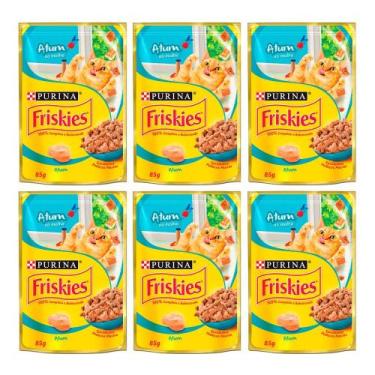 Imagem de Kit 6 Ração Úmida para Gatos Friskies Adultos Sabor Atum ao Molho em S