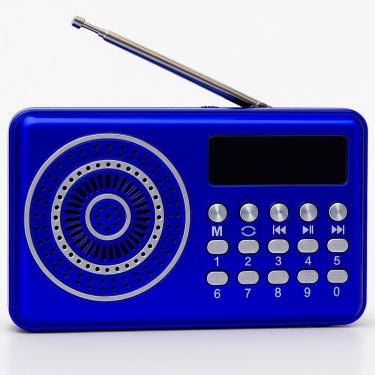 Imagem de Rádio Portátil Recarregável Sem Fio Com Bluetooth, Usb, Tf, Auxiliar E Am-fm - Azul Cor:azul