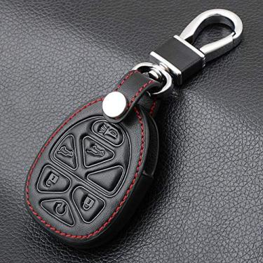 Imagem de WSWJDW Porta-chaves do carro inteligente de couro de 6 botões capa da chave do carro capa chaveiro anel chave bolsa, adequado para GMC Yukon Chevrolet Suburban Tahoe