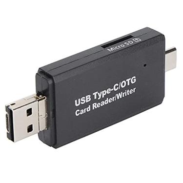Imagem de Shanrya Leitor de cartão USB C, leitor de cartão de memória de transmissão de alta velocidade, material ABS para desempenho estável Plug and Play para celular (preto)