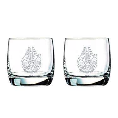Imagem de Star Wars Conjunto de copos – Millennium Falcon – Conjunto de 2 copos de coquetel – Capacidade de 295 ml – Design clássico – Base pesada