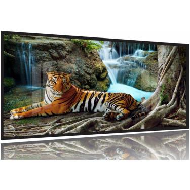 Imagem de Quadros Decorativos Tigre Cachoeira Hd 130x60 Moldura Preta 2x2
