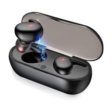 Imagem de Wireless - Fones de ouvido sem fio Bluetooth 5.0 Y30 Fones de ouvido esportivos à prova de suor Fone de ouvido intra-auricular com estojo de carregamento de microfone e controle de toque.