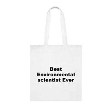 Imagem de Bolsa tote de cientista ambiental, bolsa de melhor cientista ambiental, presente de cientista ambiental, bolsas reutilizáveis de cientista ambiental, ideia de de Natal, Branco