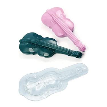 Imagem de TUKE Moldes de chocolate em forma de violino molde de fondant nota musical molde de guitarra topos de bolo rock cupcake topper para crianças aniversário festa de músico