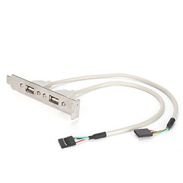 Imagem de Expansão do painel frontal, Expansão do painel frontal de alumínio 2 portas USB 2.0 Plug and Play com adaptador de cabo de painel de placa de ranhura, sem driver, para Windows/para OS X/para Linux