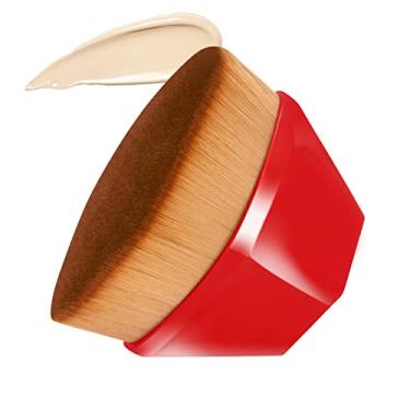 Imagem de Pincel de base, pincel de maquiagem perfeito para blush facial em pó líquido para misturar líquidos, cremes ou cosméticos em pó impecáveis com capa protetora (vermelho)