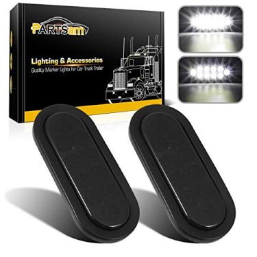 Imagem de 2 peças de luzes de reboque de LED branco oval de 15,24 cm com argolas de fumaça e argolas submersíveis de 10 diodos 12 V seladas para caminhões RV, 6 lâmpadas de LED oval reversa, 6 luzes de LED oval