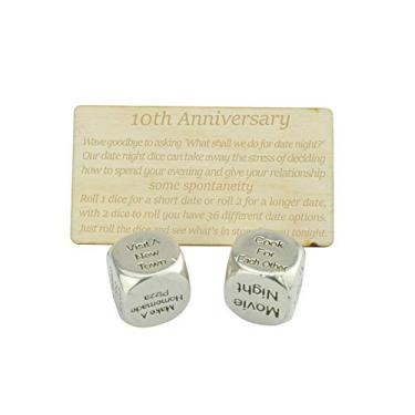 Imagem de TIN Date Night Dice 10th Anniversary 100% Pure Tin - Create a Unique 10th Anniversary Date Night