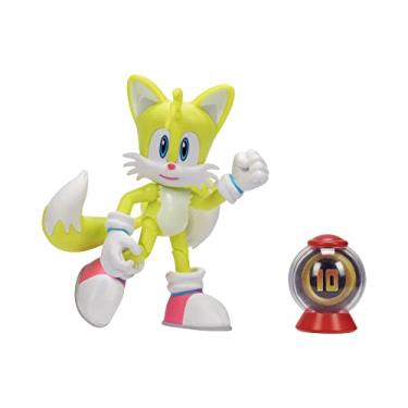 Imagem de Sonic The Hedgehog 4-Inch Action Figure Modern Tails with Ring Item Box Collectible Toy