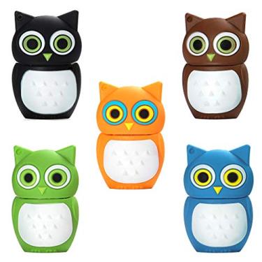 Imagem de Conjunto de pen-drives USB, unidade de polegar BorlterClamp com adorável padrão animal, presente para estudantes e crianças, Colorful Owl Pattern 5*16GB