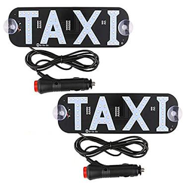 Imagem de Sdootauto Decoração de placa LED de táxi, pacote com 2 placas de luz LED, gancho piscante na janela do carro com inversor de carregador de carro DC12V para motorista - azul