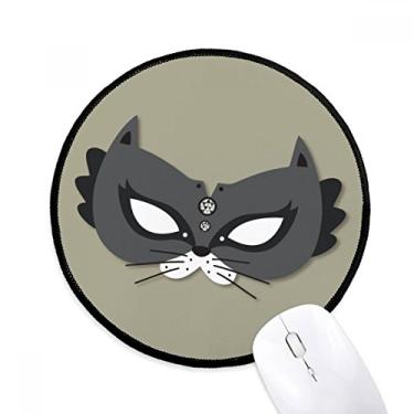 Imagem de DIYthinker Tapete de mouse preto cabeça de gato feliz carnaval de Veneza desktop escritório tapete redondo para computador