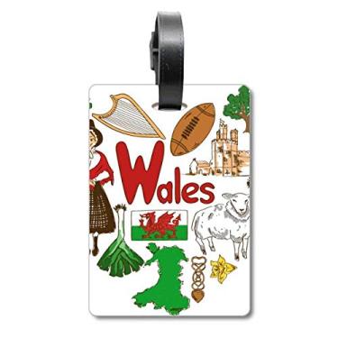 Imagem de Wales Love Heart UK Landscap Bandeira nacional mala etiqueta bagagem cartão pendurado etiqueta, Multicolorido.