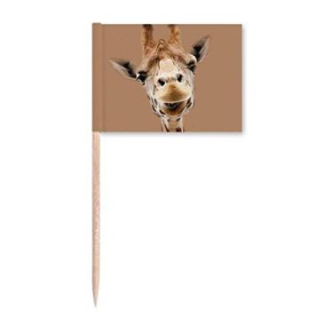 Imagem de Bandeiras de palito de dente com ação de observação de câmera de girafa marcador para decoração de festa