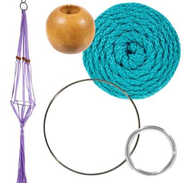 Imagem de Craft County Kits de cabide de plantas de macramé – Cordão de 4 mm – Faz cabide de planta longo de 106 cm (turquesa)