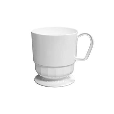 Imagem de Party Essentials Caneca de café/chá de plástico rígido de 236 ml com alça, 20 unidades, branco de luxo