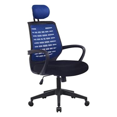 Imagem de cadeira de escritório Cadeira de mesa de escritório Cadeira de computador Cadeira de trabalho doméstico Cadeira giratória de levantamento Cadeira de malha ergonômica Cadeira de jogos (cor: azul)