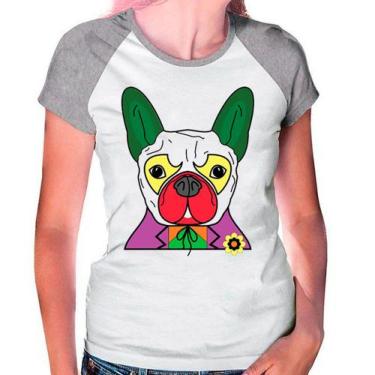 Imagem de Camiseta Raglan Buldog Francês Pet Dog Cinza Branca Fem03 - Design Cam