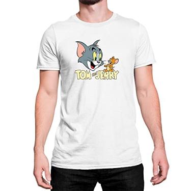 Imagem de Camiseta Desenho Tom e Jarry Gato e Rato Animado Cor:Branco;Tamanho:GG