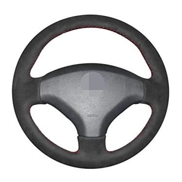 Imagem de OZEQO Capa de volante de carro personalizada trança de camurça, para peugeot 308 2007 2008 2009 2010 2011 2012-2013 408 2012-2014