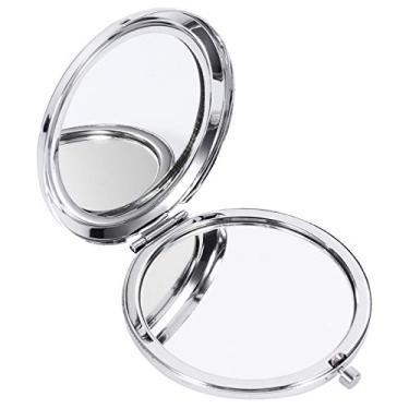 Imagem de 1 Unidade Espelho Dobrável Dupla Face Espelho De Mão De Bolso Lindo Espelho Compacto Mini Espelho Dupla Face Espelho De Bolso Pequeno Espelho Cosmético Metal Viagem Portátil Bolsa