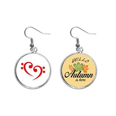 Imagem de Símbolo de baixo amor música art deco, presente moderno brinco pendurado folha outono joia