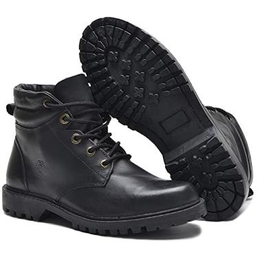 Imagem de Coturno Masculino Bota Adventure Couro Legítimo Cor:Preto;Tamanho:46