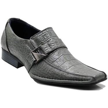 Imagem de Enzo Romeo Santcro sapato masculino com estampa de crocodilo sem cadarço com fivela tênis fashion tem metade do tamanho grande, Cinza, 9