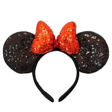 Imagem de Tiara Laço Vermelho Orelhas Minnie Lantejoulas - Disney